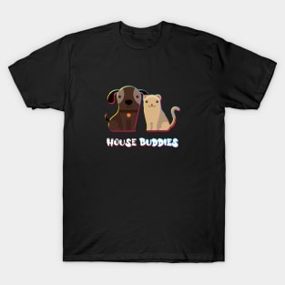 Dog and Cat - House Buddies T-Shirt